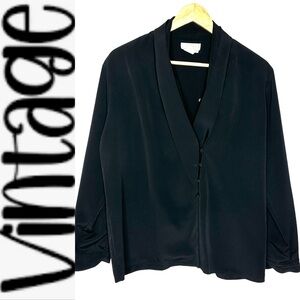 Vintage 80’s Sasson Black Tuxedo Style Blouse vintage size 14
